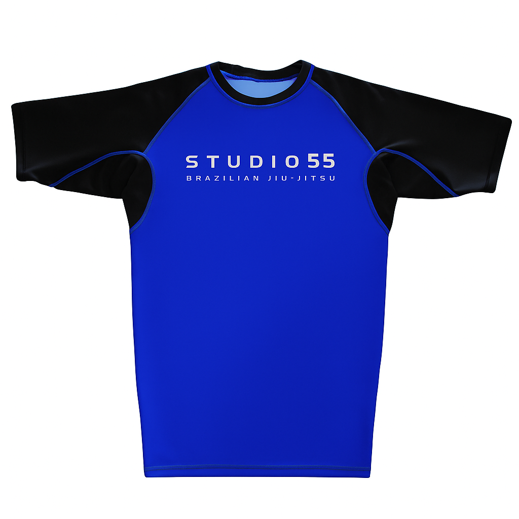 S55 BJJ Rash Guard - Short Sleeve - Blue - Adult