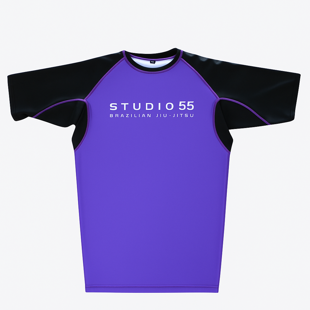 S55 BJJ Rash Guard - Short Sleeve - Purple - Adult